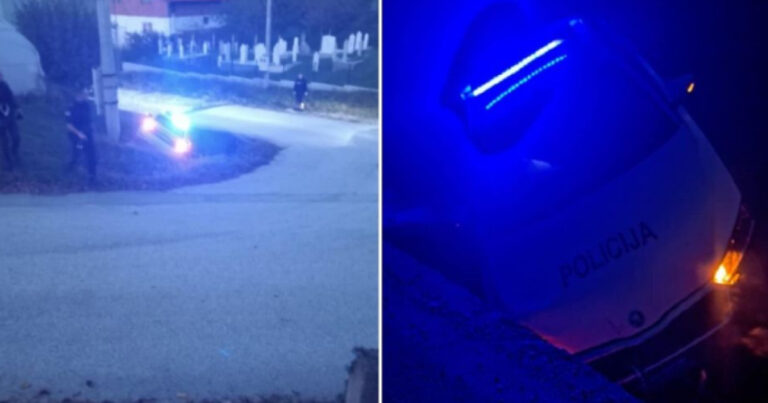 Potjera u Gradačcu: Policijsko vozilo završilo u kanalu
