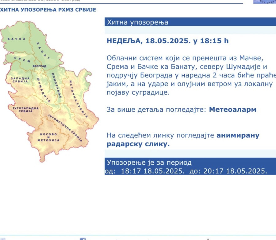 Hitno upozorenje, Beograd na udaru: U naredna dva sata... FOTO