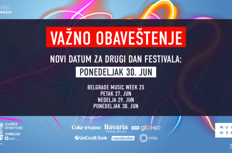 Belgrade Music Week 25: Važno obavještene; Izmjena datuma drugog festivalskog dana