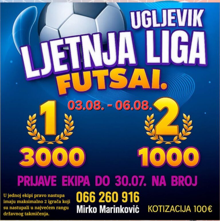 Ljetna futsal liga u Ugljeviku: Prijave otvorene za turnir sa vrijednim nagradama!