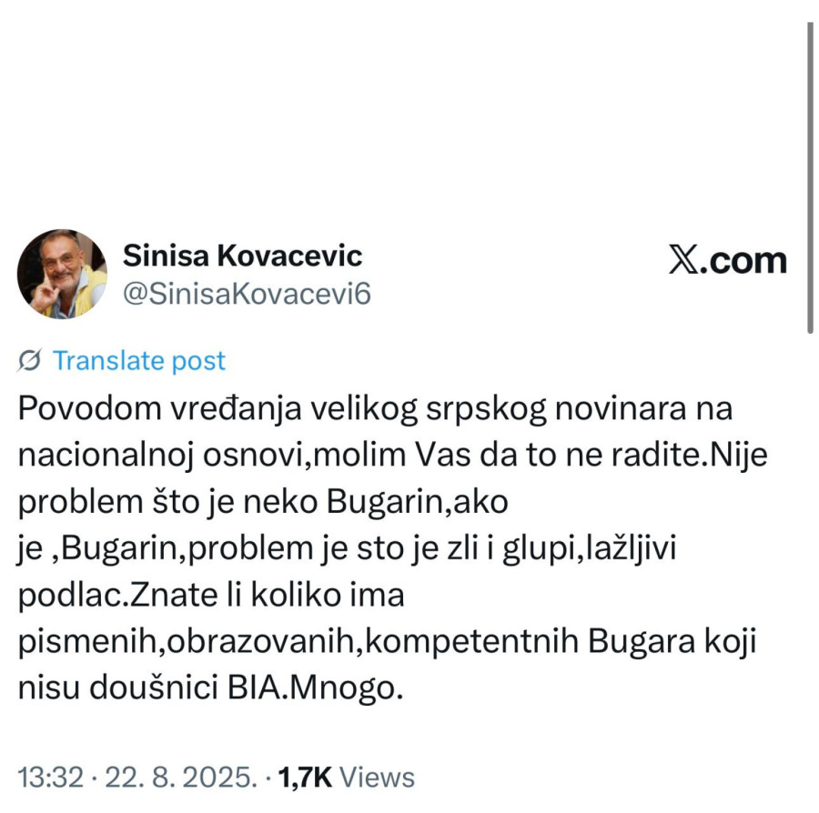 Siniša Kovačević poručio: Sloba Georgiev je zli, glupi, lažljivi podlac i saradnik BIA FOTO