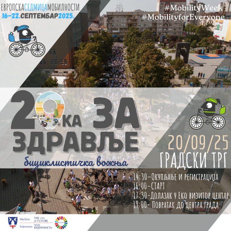 Grad Bijeljina: Prijave za promotivnu biciklističku vožnju „20KA ZA ZDRAVLjE“