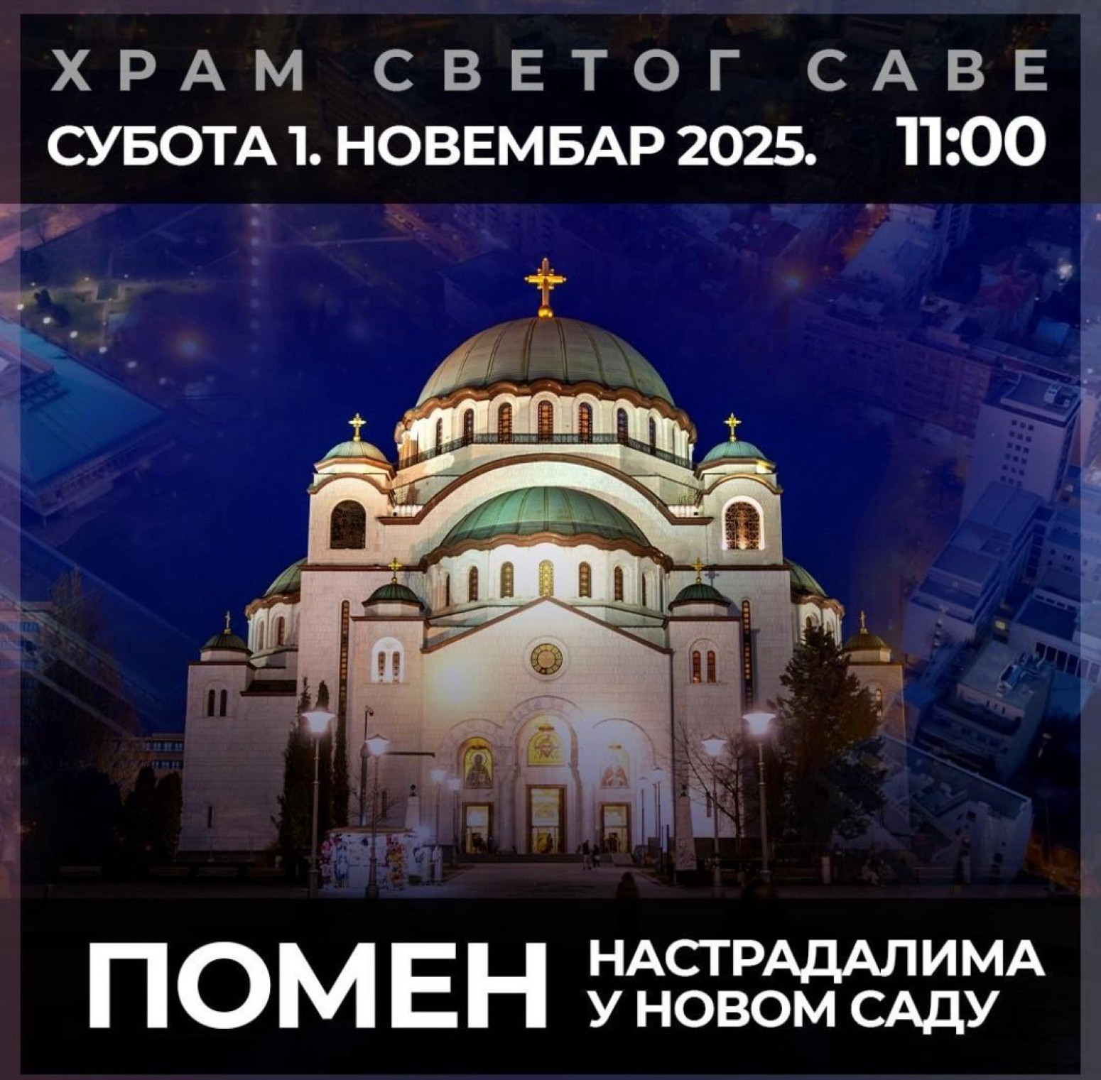 Patrijarh u Hramu Svetog Save služi parastos stradalima na Železničkoj stanici u Novom Sadu FOTO