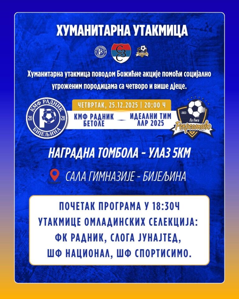 Humanitarni futsal spektakl u Bijeljini: KMF Radnik protiv Idealnog tima La Lige rekreativo 2025