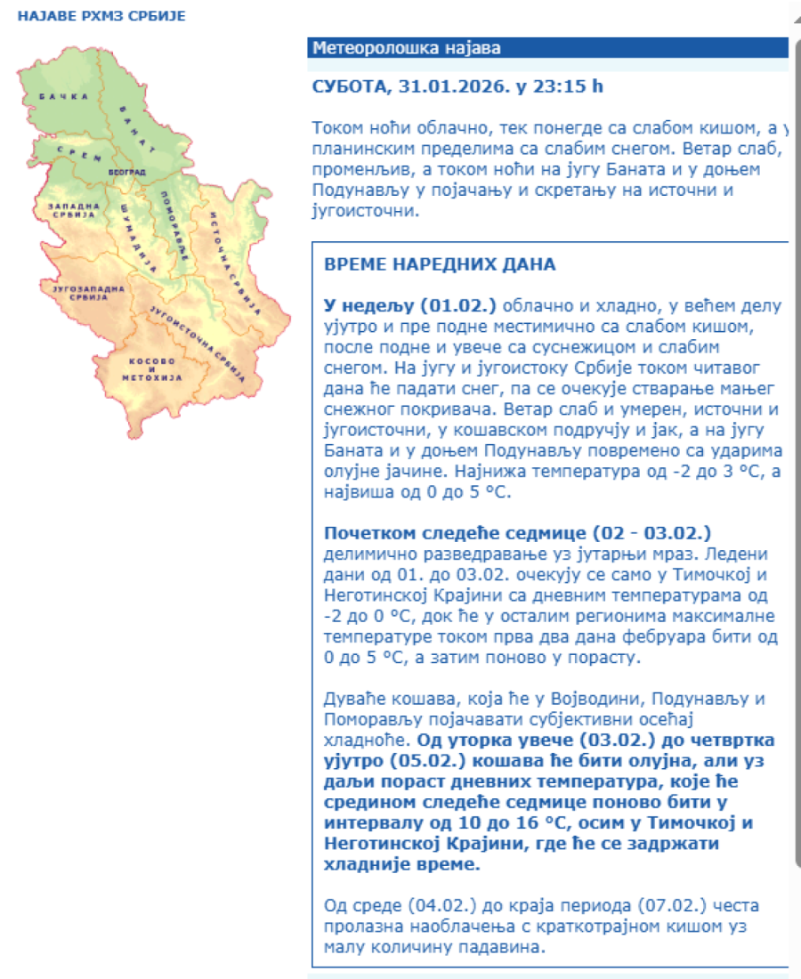 Spremite se za ledeni udar: Stiže sneg
