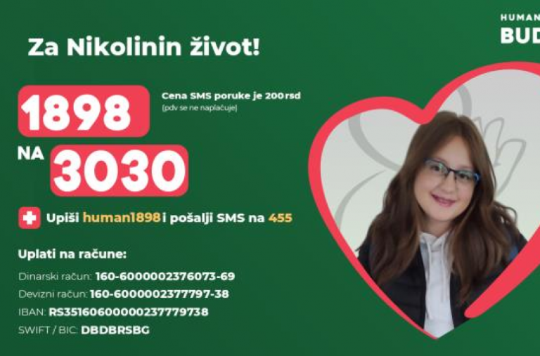Pomozimo Nikolini: Po drugi put se bori protiv leukemije; Potrebna joj je transplantacija u inostranstvu